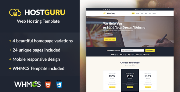 HostGuru - Responsive Hosting Company Template